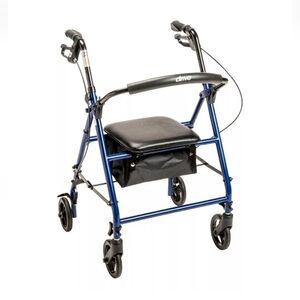 Drive Medical Steel Rollator Walker With 4 Wheels and Seat and Storage Bag